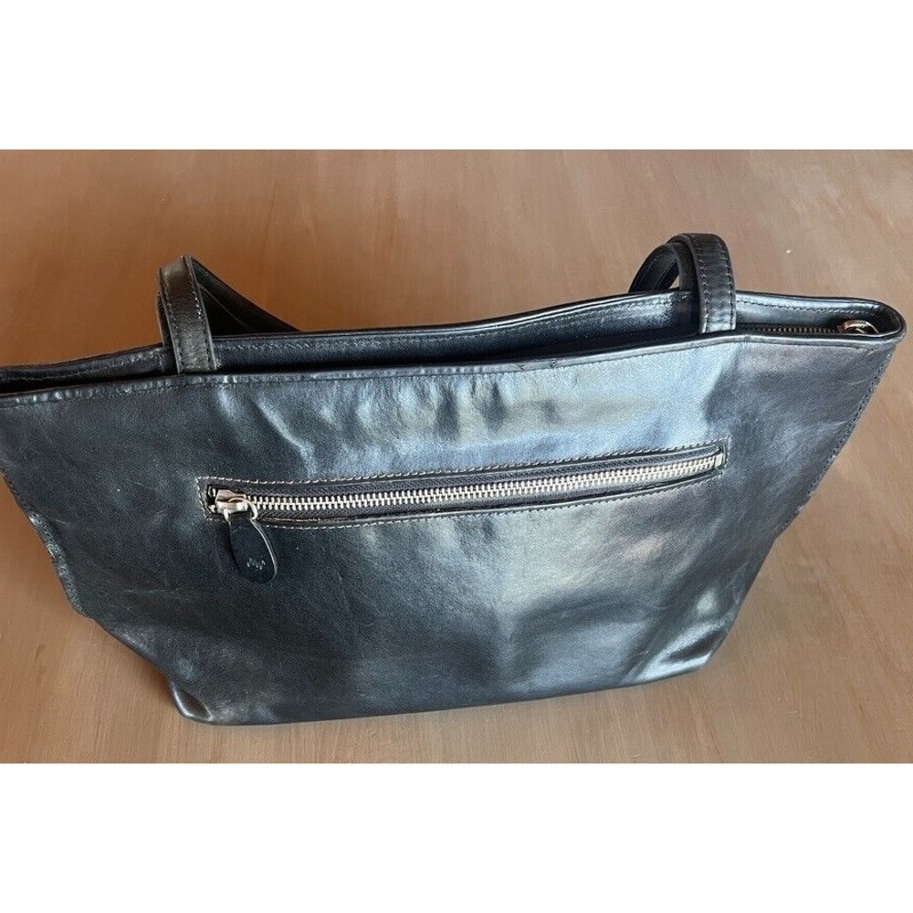 Vintage Original Monsac MW‎ Black Leather Handbag Elegant Timeless Purse Tote - Picture 11 of 16